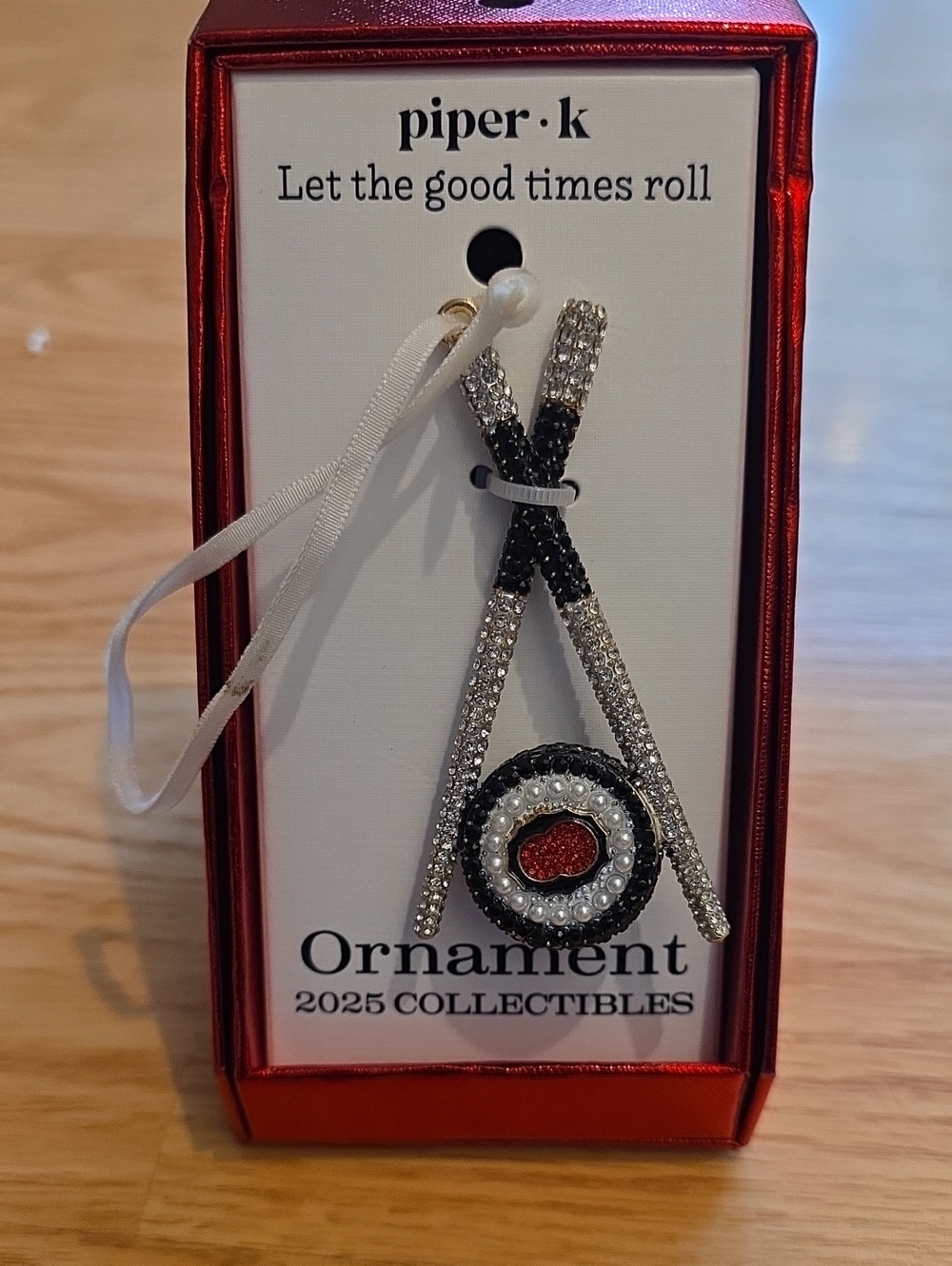 piper·k Black, Silver & Red Sushi Roll Holiday Ornament